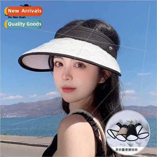 8248 hollow top hat Japanese pleated brim sun hat large brim