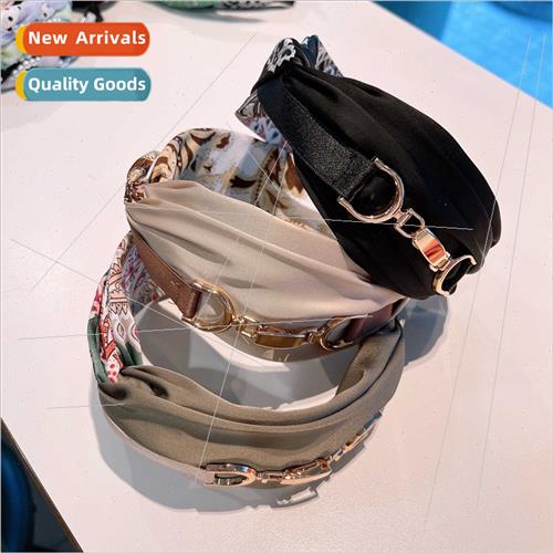 ins high  metal accessories wide cross ageing girl French re