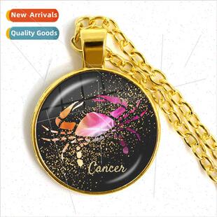 Round Handmade Jew Dome Necklace Glass gns Zodiac Pendant