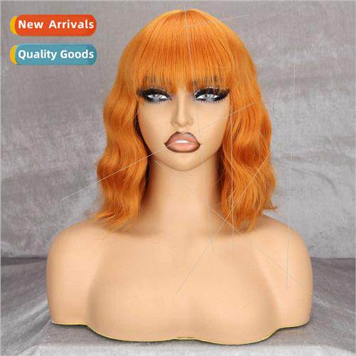 Europe wigs Orange bangs water wave wool curls wavy chemical