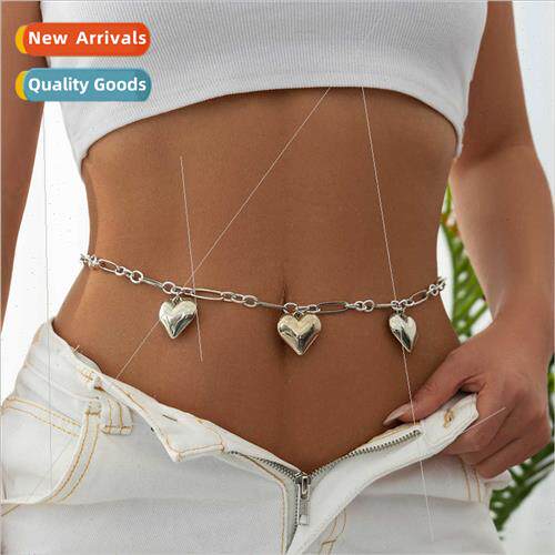 Europe Summer Geometric Cross Chain Body Chain Big Heart Pen