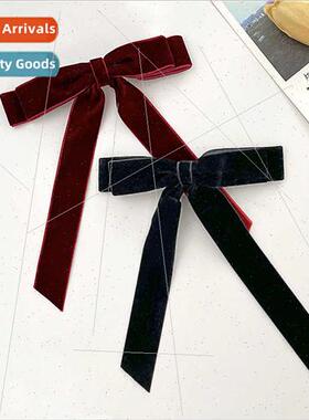 New velvet bow ribbon hair clips female small fragrant wind