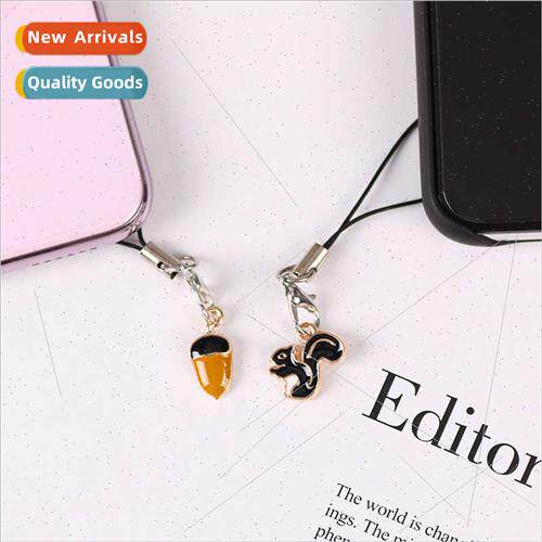 Squirrel pinecone cell phone chain Korean creative fashion w