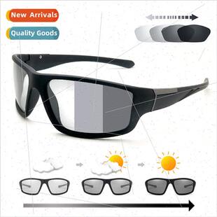 Men Photochromic Sunglasses Matte Black Sports Goggles Women