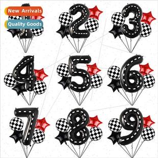 Whe Set Car Balloon Number Striped Black inch Racing New