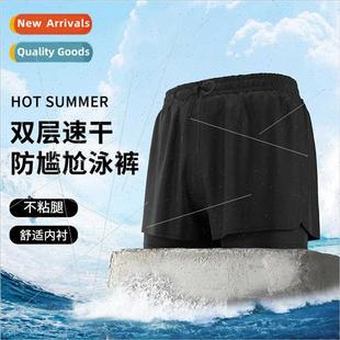 quick two trunks swim drying layer double piece fake Mens