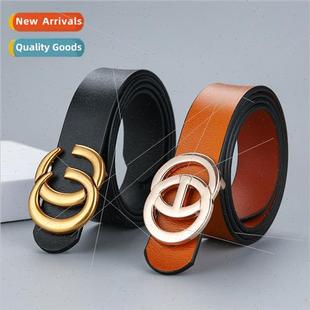 cowhide belt ins wind Women fashion pure leather hundred