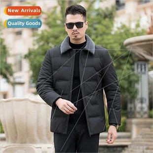 whe mid new collar fur duck jacket down men winter 2021