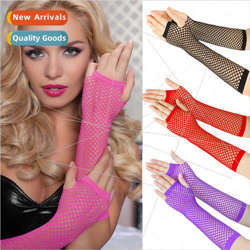 Europe thick mesh fishing net elastic gloves sexy long glove