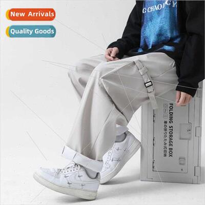 Japanese loose retro webbing multi-pocket work pants men wom