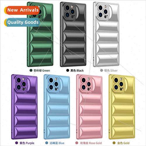 适用iPhone15promax electroplated feather square phone case A