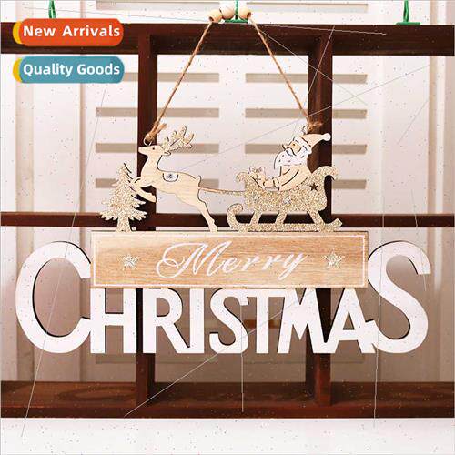 New Christmas decorations door hanging wooden Santa Claus de