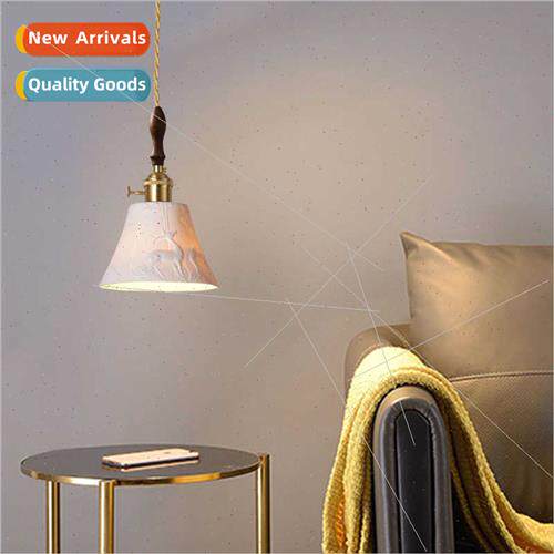 Scandinavian creative brass ceramic chandelier walnut wood a