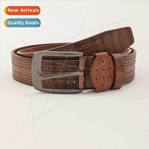 Men Brown Belt Platm Buckle Pin Leather Belt Business Men Le