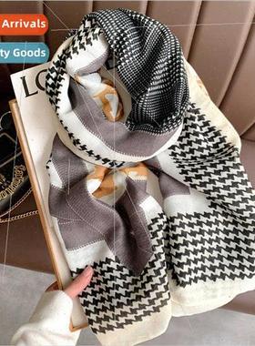 Intellectual classic simple thousbirds check cotton linen hf