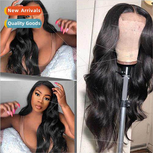 Europe Women Wigs Black Big Wave Long Curly Hair Front Lace