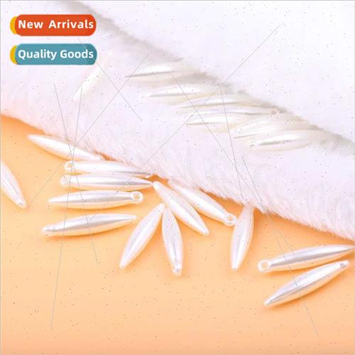 Imation pearls 5*25mm pointed beads acrylic wh holes loose b