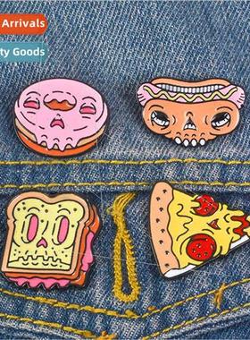 Skeleton Food Hot Dog Toast Pizza Donut Pin Creative Cowboy