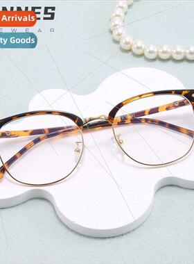 2024 new retro square metal half frame business anti-blue li