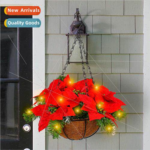 Red Christmas Flower Hanging Basket 2023 Mall Wall Hanging D