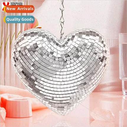 Disco Heart Decoration Mirror Reflective Party Atmosphere Ha