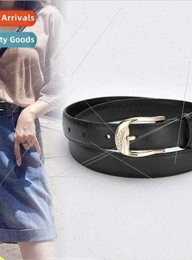 Pin buckle belt ladies fashion leather belt thin jeans simpl