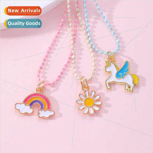 Europe New Unicorn Rainbow Daisy Necklace BFF Kids BFF Frien