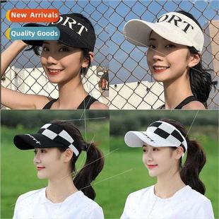top hat shading plaid sunscreen sun hollow summer new women