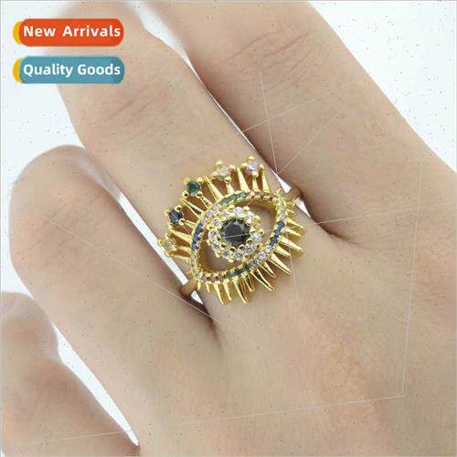 Europe ring female Europe micro-set colorful zirconia ring c