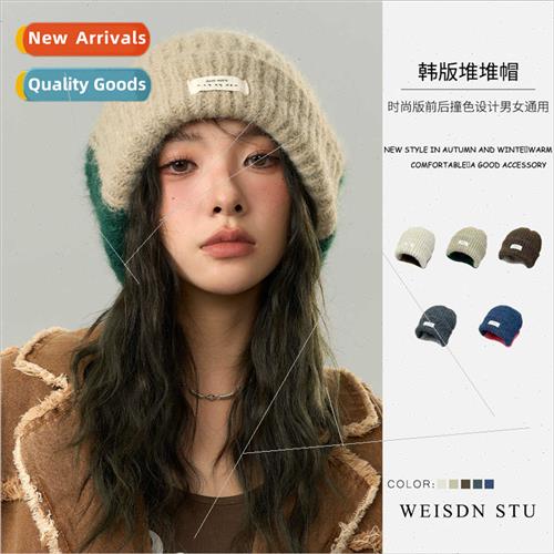 Knted cap wool blend wool cap men women loose big head circu