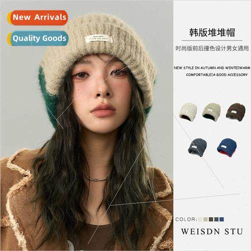 Knted cap wool blend wool cap men women loose big head circu
