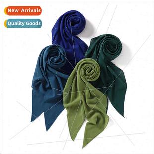 Rain true solid color pearl chiffon triangle scarf colorful