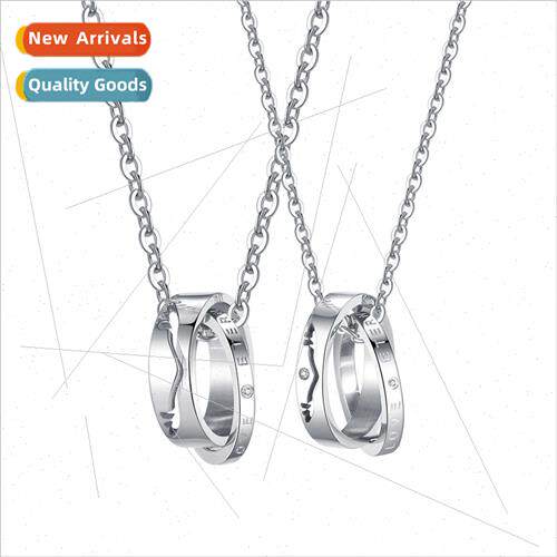 Europe new niche minimalist nd wh tanium couple necklace