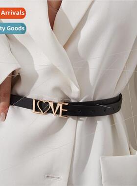 New LOVE English letters black women thin belt versatile fas