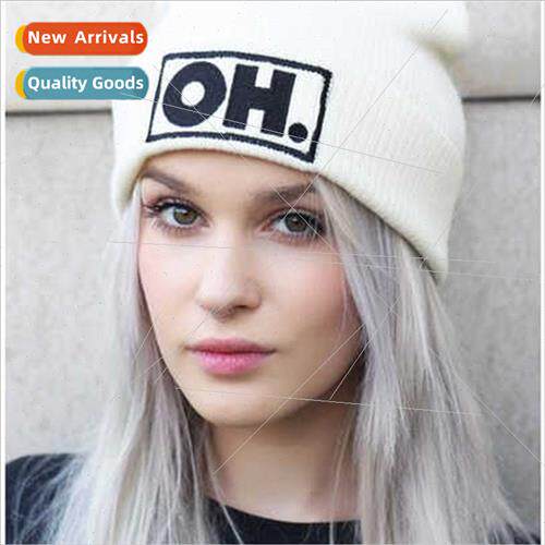 letters OH kn cap embroidered ski cap set head cap men women
