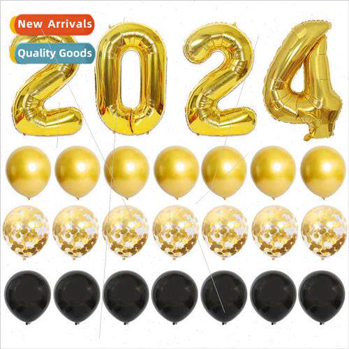 Party Sets 2024 Number Foil Balloons Gold Sequin Balloon Pac