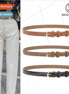 D-shaped pin buckle belt women leather fashion simple commut