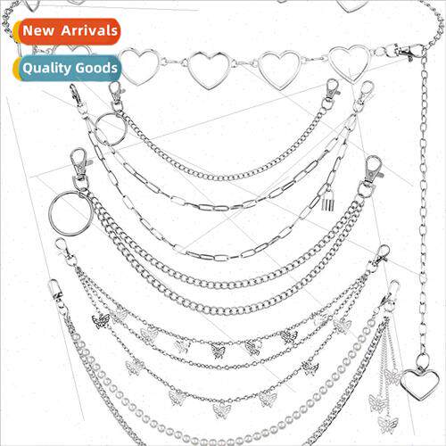 Europe Punk Jeans Waist Chain Women Multi-Layer Hip Hop Rock