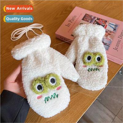 Gloves winter female cute ins students hanging neck big eyes
