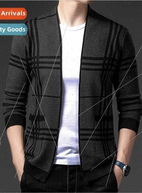 Men Cardigan Plaid Casual Popular Long Sleeve Personalized S