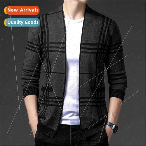 Men Cardigan Plaid Casual Popular Long Sleeve Personalized S