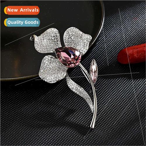 Atmospheric zirconia orchid brooch female high-grade fashion