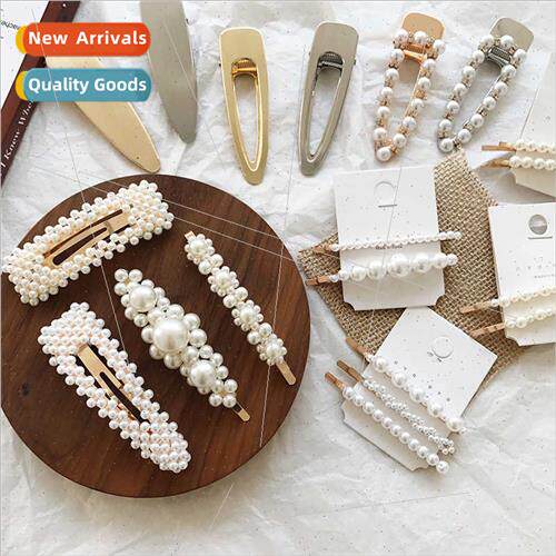 ins hair clips Korea whe imation pearl side clip hair card a