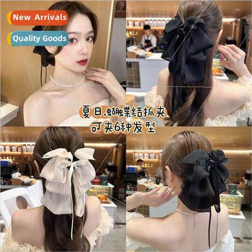 French gentle ribbon oversized bow ribbon hair clips female