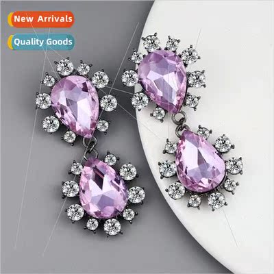 Big heavy earrings fashion super flash big rhinestone earrin