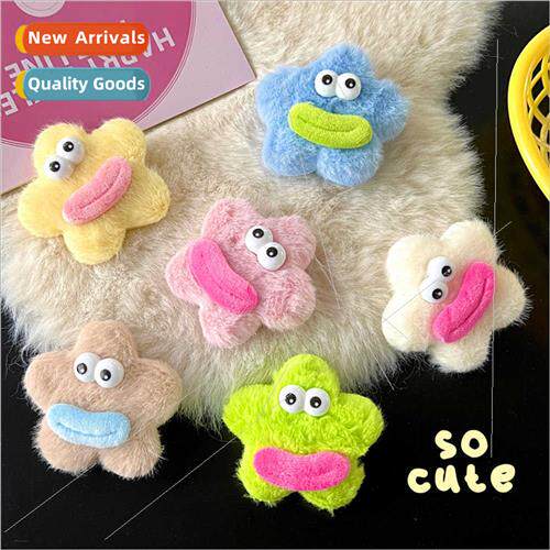 Ugly cute plush star hair clips teenage girl quirky hair acc