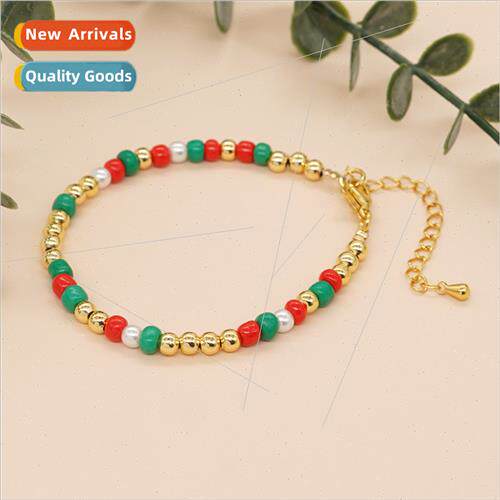 Christmas Day Bracelet Faux Pearl 18K Gold Plated Beaded Han