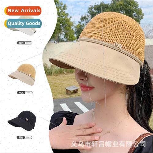 Straw patchwork rhinestone duck tongue hat female new large