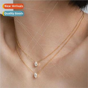 layered female stacking necklace collarbone diamonds Double