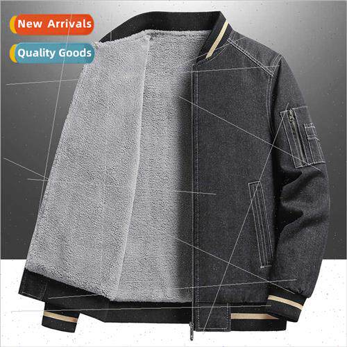 Fall winter denim men jackets padded thickened Korean  lapel